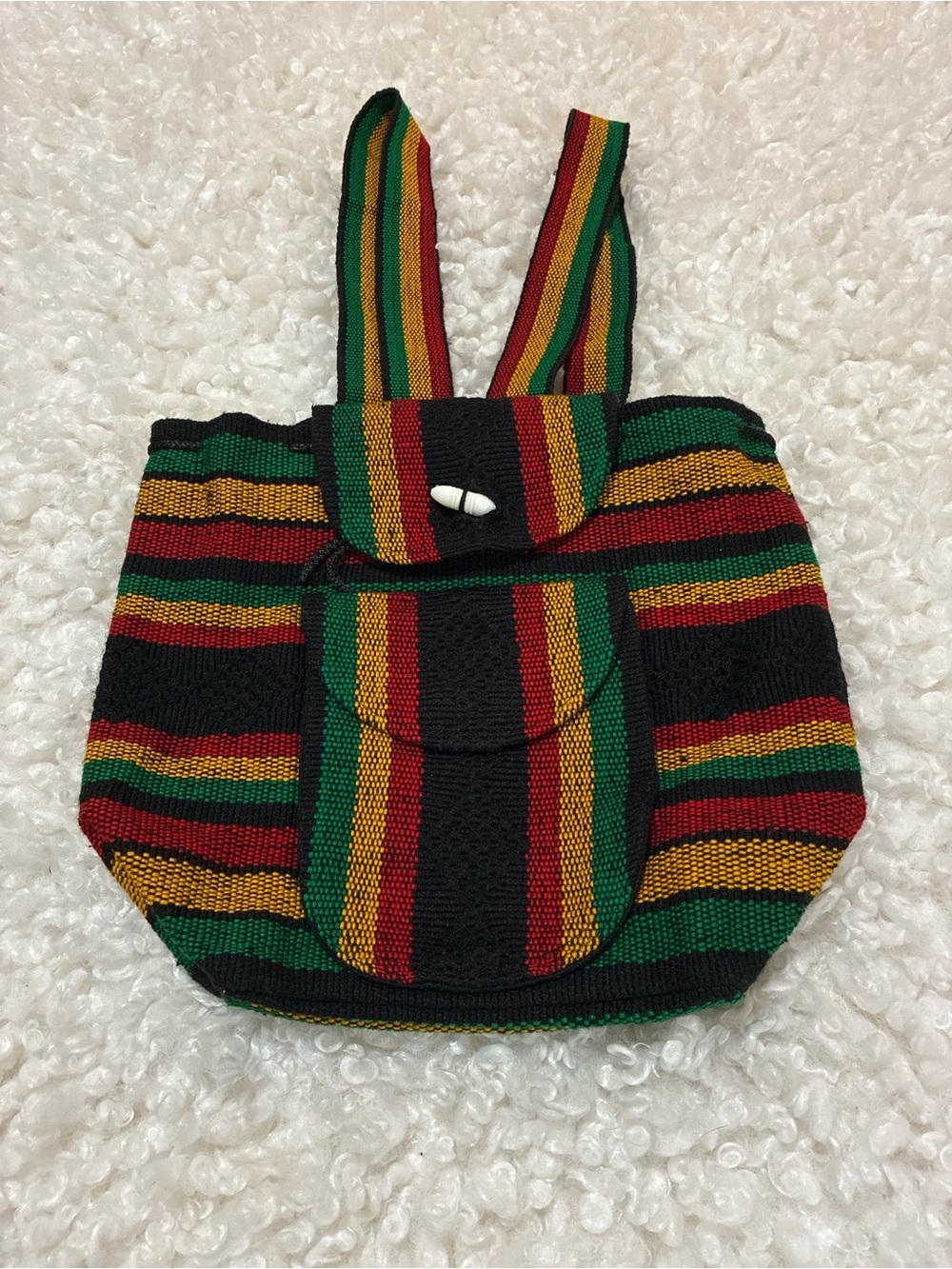 Striped Black, Green & Red Knit Shoulder Bag